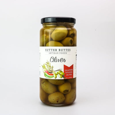 Jalapeño Stuffed Olives – Bold & Spicy Gourmet Olives 10oz. - Sutter Buttes Olive Oil
