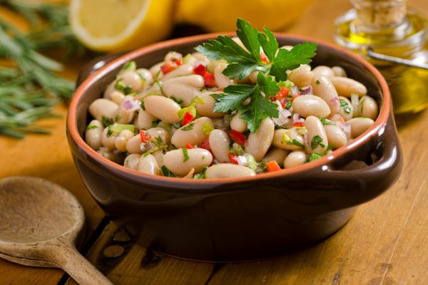 cooked beans in a pot