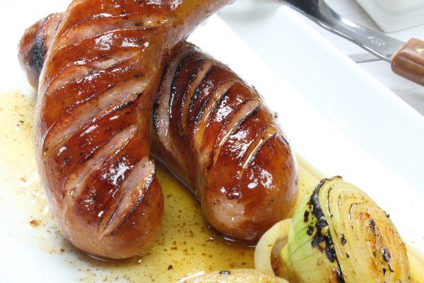 grilled sausage with garlic olive oil